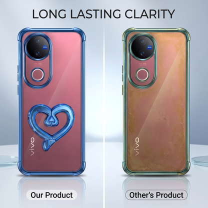 Vivo V50 5G Premium Heart Stand Transparent Shockproof Airbag Phone Case