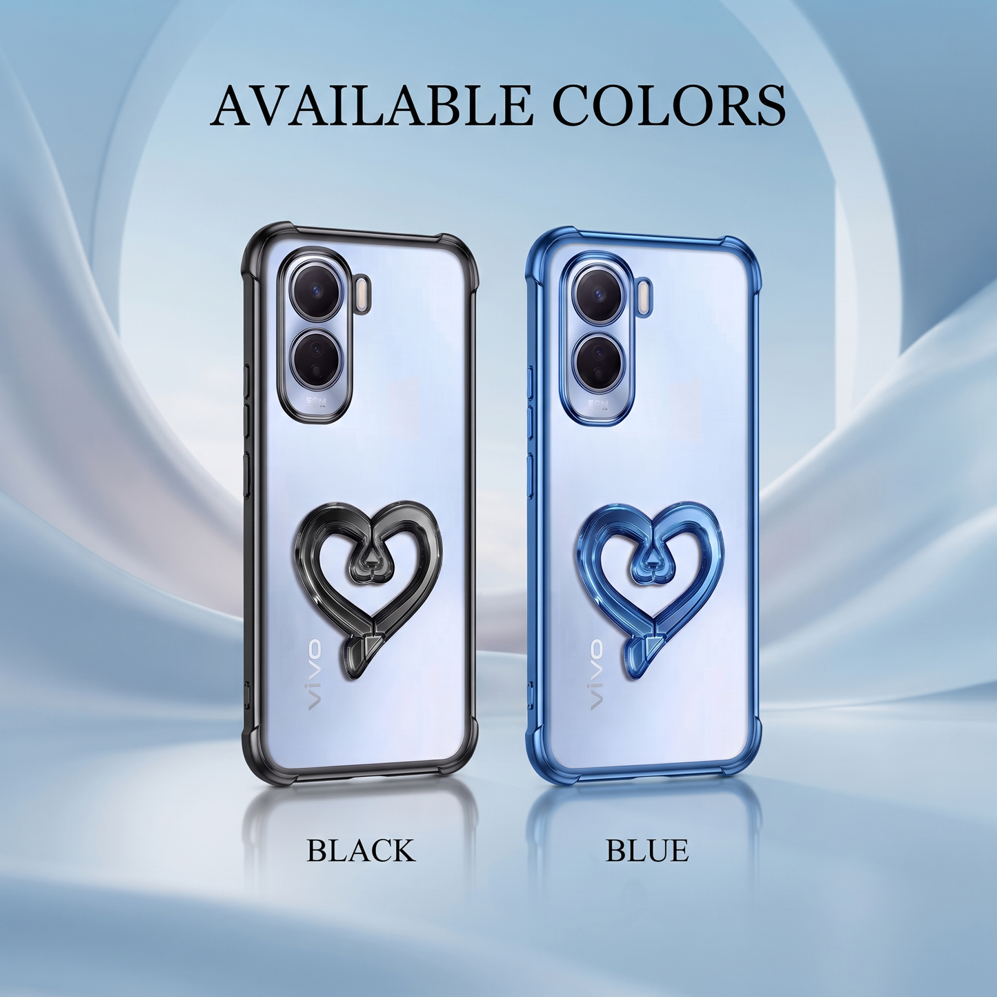 Vivo T5 Pro 5G Premium Heart Stand Transparent Shockproof Airbag Phone Case