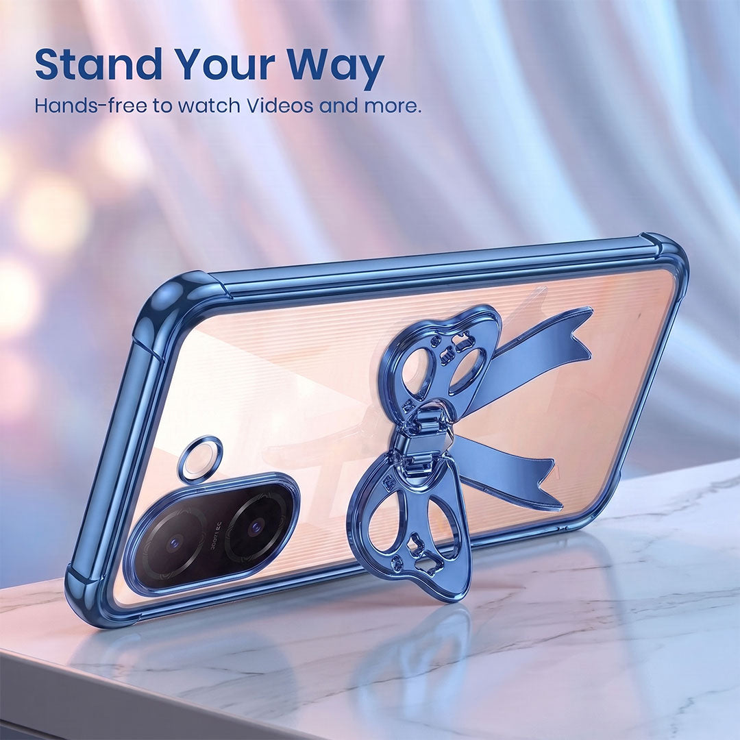 Vivo V60e 5G Stylish Bow Knot Stand Transparent Shockproof Airbag Phone Case