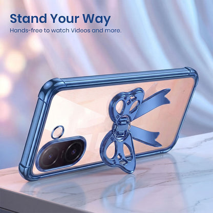 Vivo V60e 5G Stylish Bow Knot Stand Transparent Shockproof Airbag Phone Case