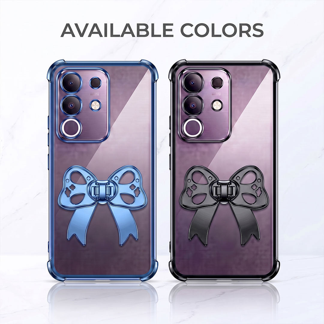 Vivo T4x 5G Stylish Bow Knot Stand Transparent Shockproof Airbag Phone Case