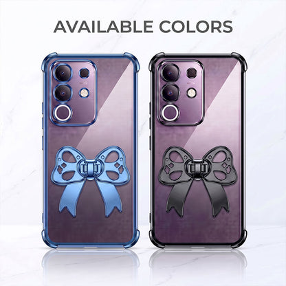 Vivo T4x 5G Stylish Bow Knot Stand Transparent Shockproof Airbag Phone Case
