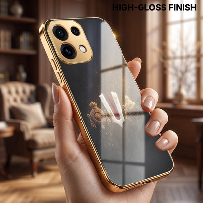 Oppo Reno 16C 5G Royal Heritage Edition Gold Electroplated Glass Phone Back Case