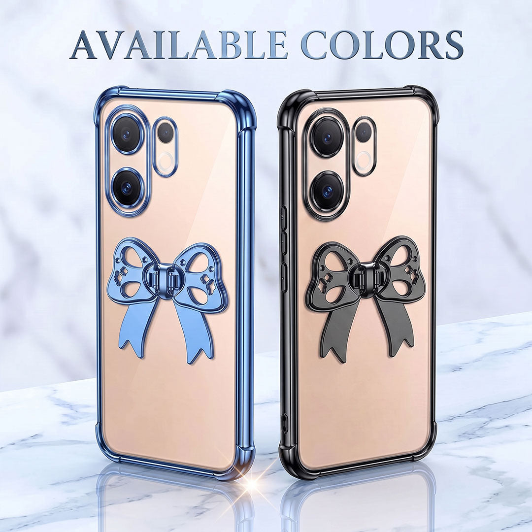 Vivo V60 5G Stylish Bow Knot Stand Transparent Shockproof Airbag Phone Case