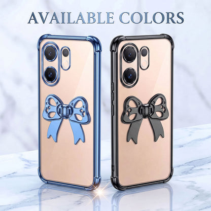 Vivo V60 5G Stylish Bow Knot Stand Transparent Shockproof Airbag Phone Case