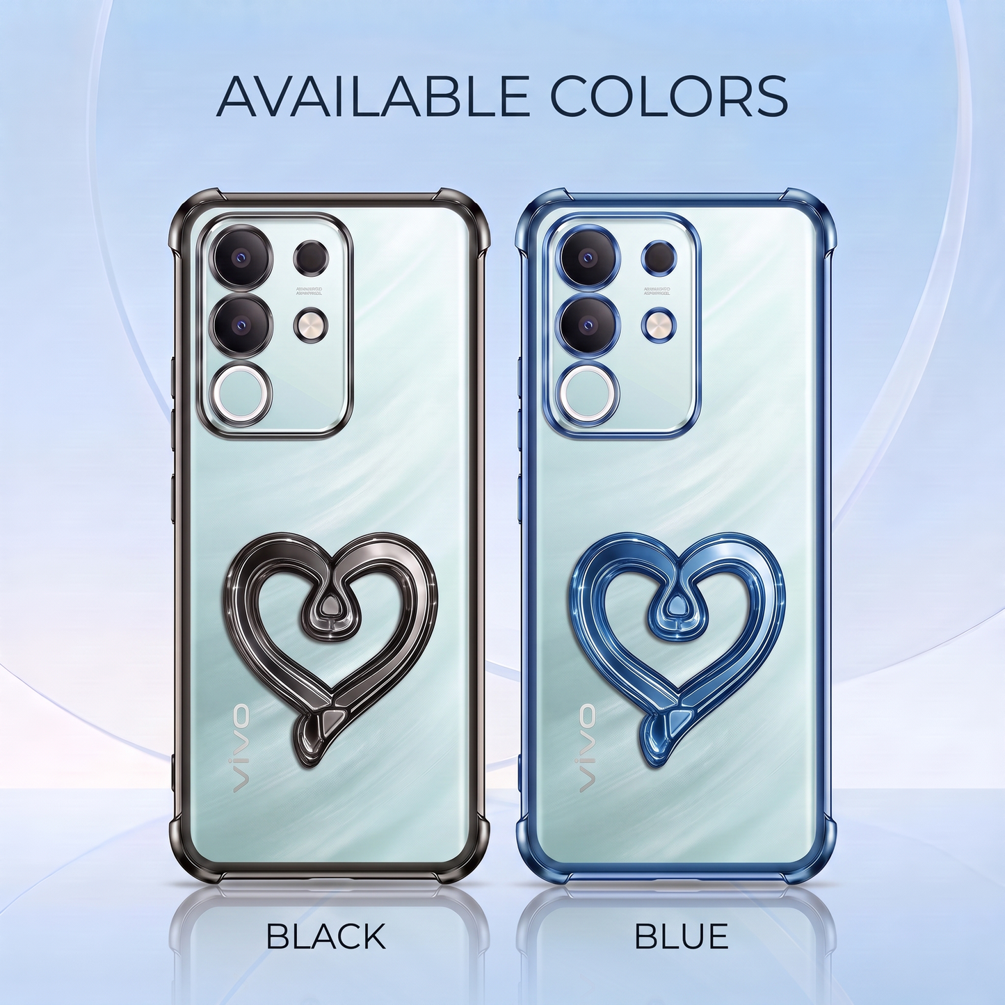Vivo T4x 5G Premium Heart Stand Transparent Shockproof Airbag Phone Case