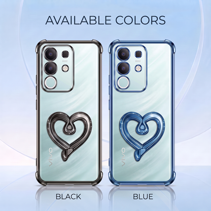 Vivo T4x 5G Premium Heart Stand Transparent Shockproof Airbag Phone Case