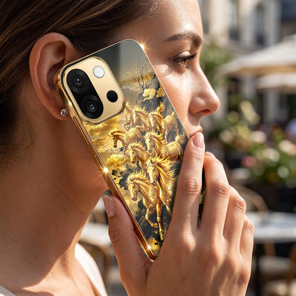 OnePlus 13s 5G Horses Royal Glory Gold Electroplated Glass Phone Back Case