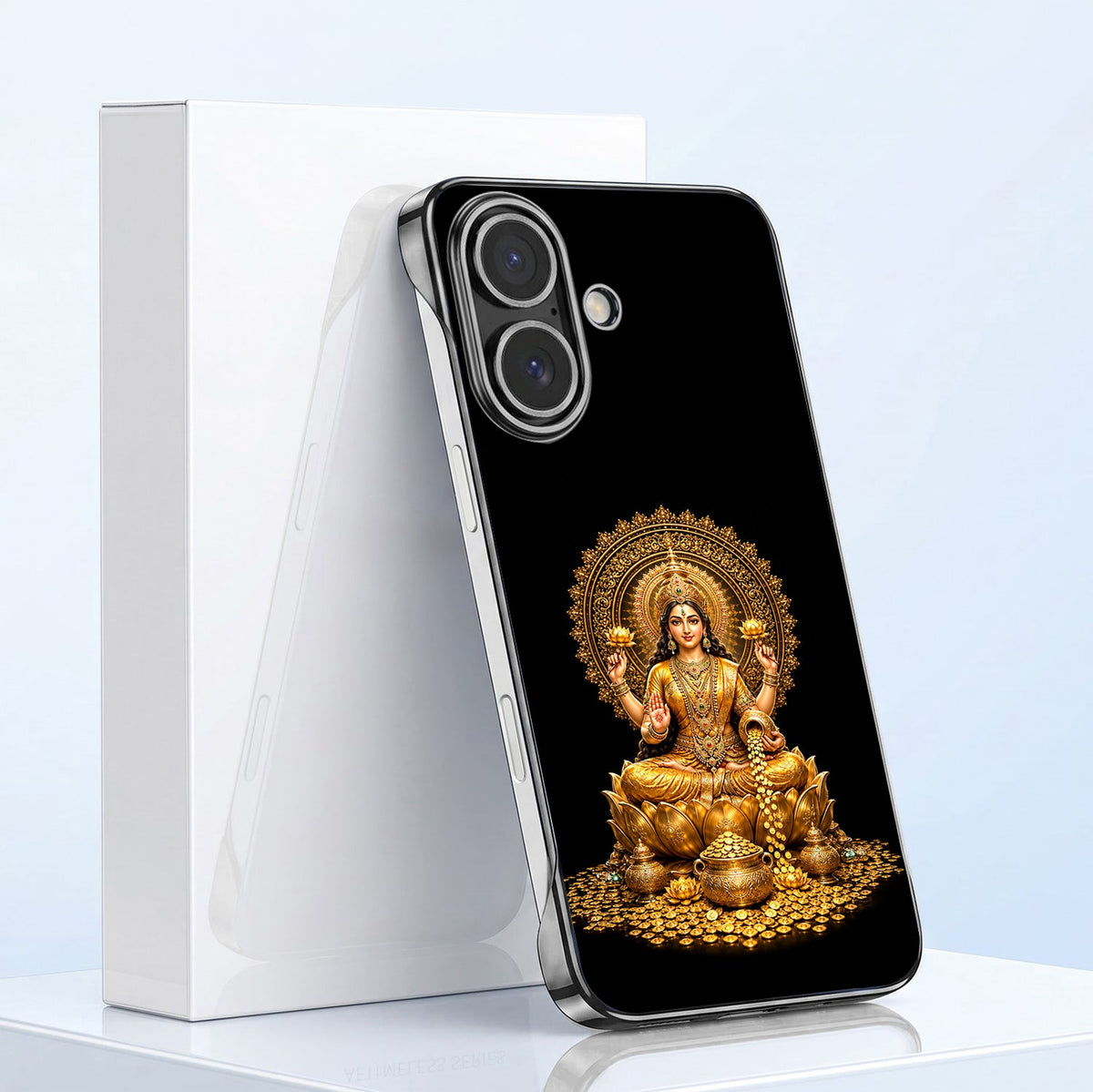 iPhone 16 Plus 5G Maa Lakshmi Black Printed  Frameless Back Case