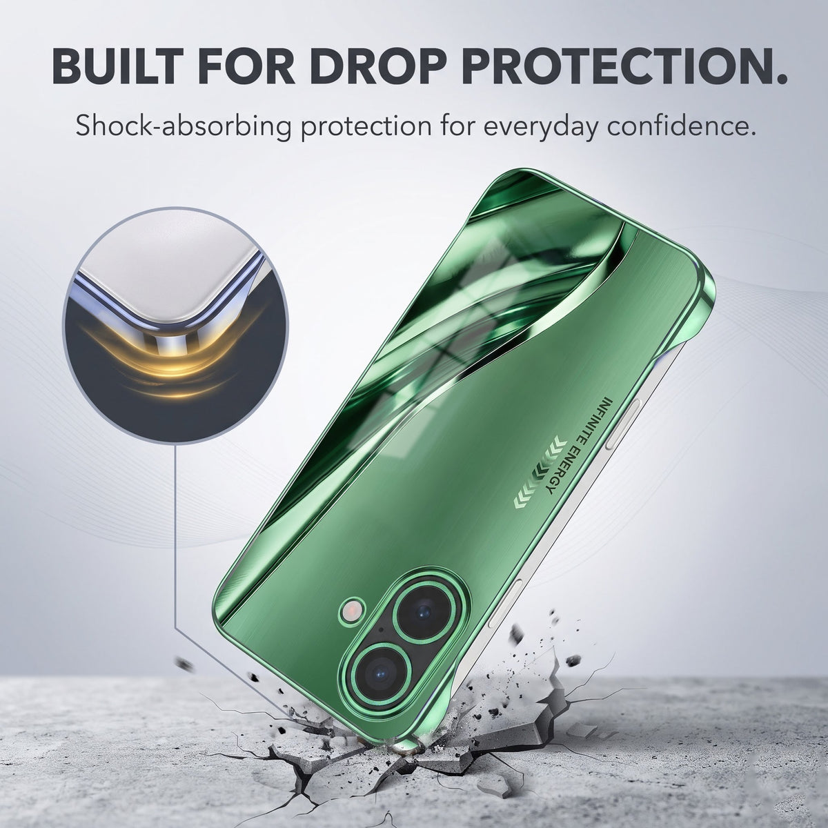 iPhone 16 Plus 5G Infinity Energy Green Printed  Frameless Back Case