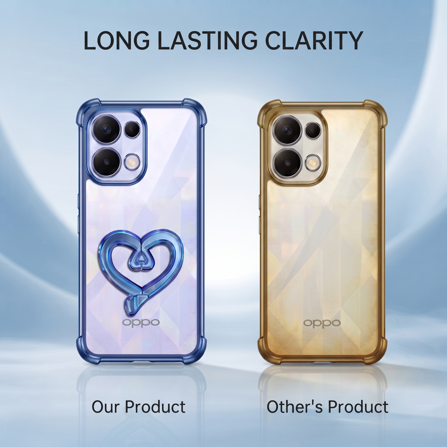 Oppo K13 5G Premium Heart Stand Transparent Shockproof Airbag Phone Case