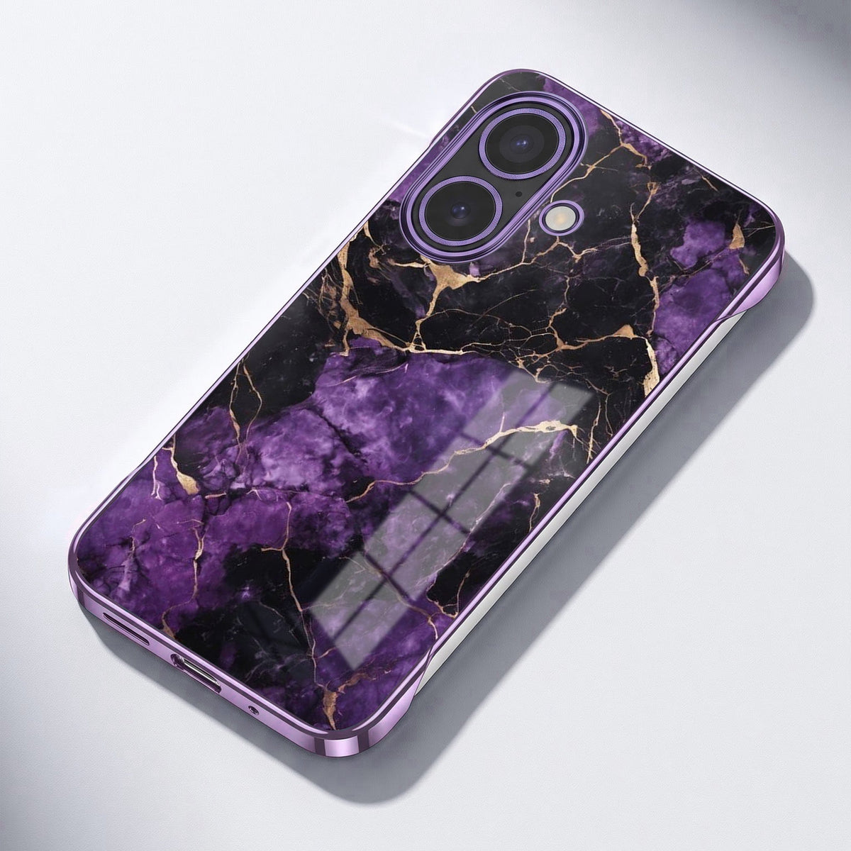 iPhone 16 Plus 5G  Mystic Marble Purple Printed  Frameless Back Case