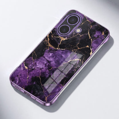 iPhone 16 Plus 5G  Mystic Marble Purple Printed  Frameless Back Case
