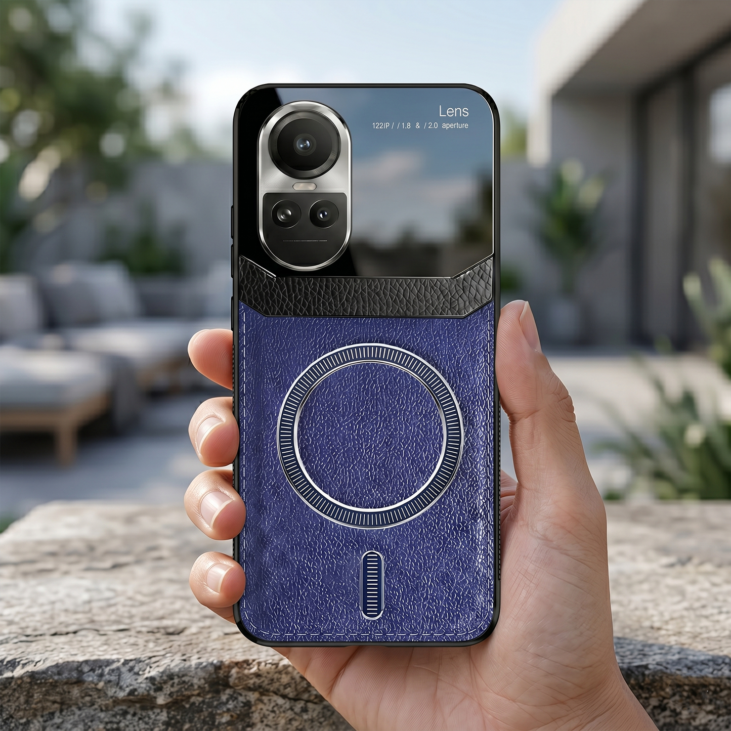 Oppo Reno 10 5G Premium Magsafe Magnetic Leather Lens Protective Case