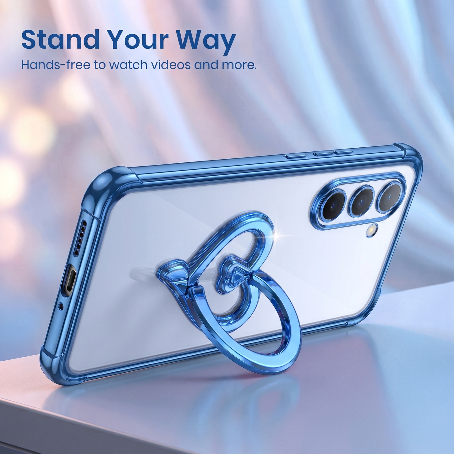 Samsung Galaxy A56 5G Premium Heart Stand Transparent Shockproof Airbag Phone Case
