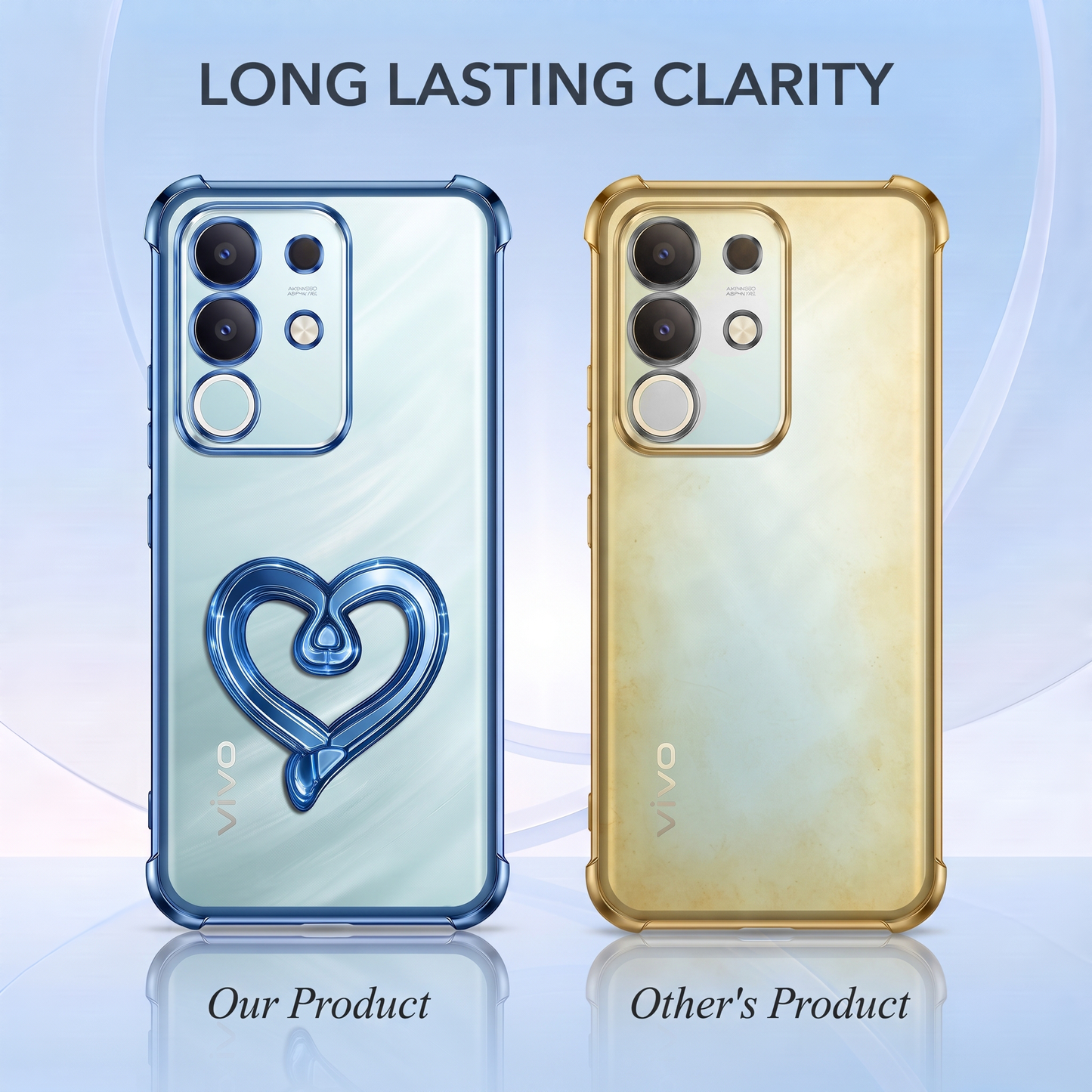 Vivo T4x 5G Premium Heart Stand Transparent Shockproof Airbag Phone Case