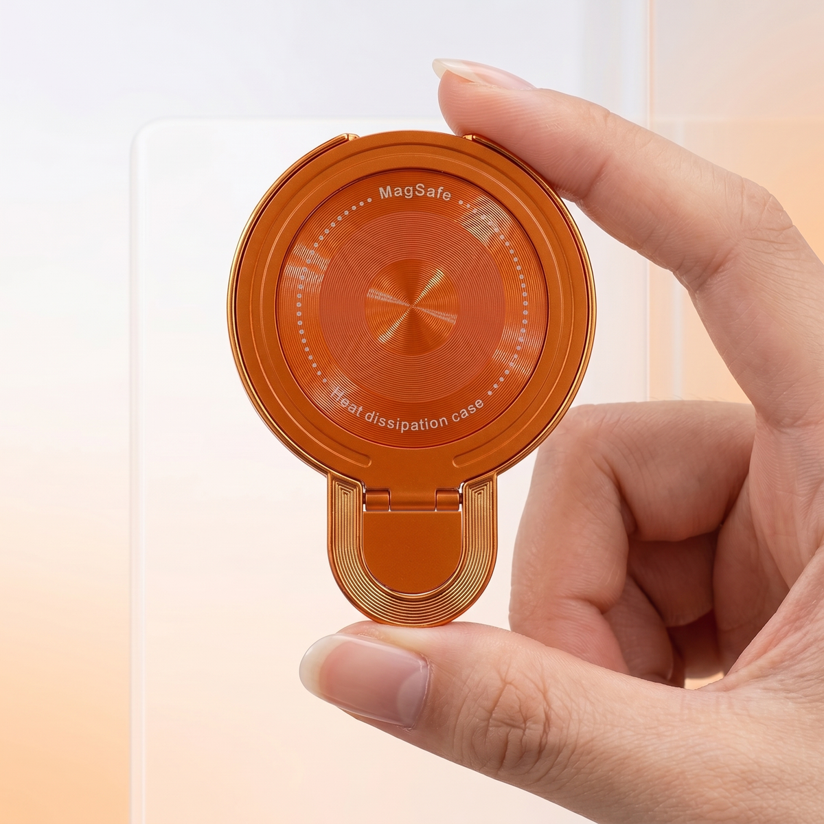 Vivo V50 5G Invincible Bracket Ring Stand Shimmer Airbag Cosmic Orange Case