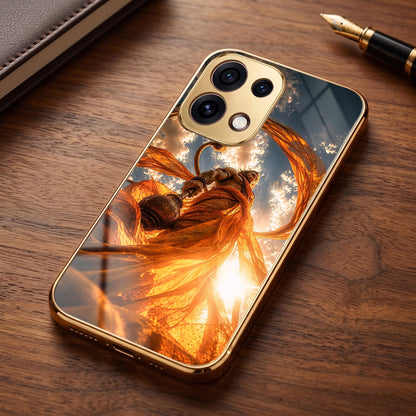 Oppo Reno 16C 5G Divine Hanuman Gold Electroplated Glass Phone Back Case