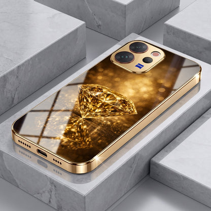 Vivo V70 5G Golden Diamond Gold Electroplated Glass Phone Back Case