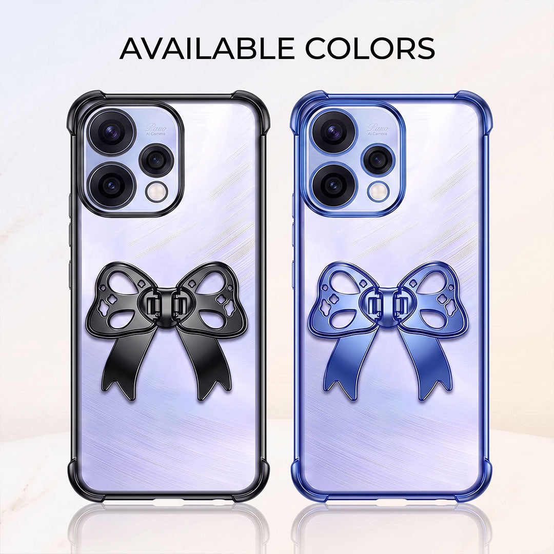 Oppo Reno 15 5G Stylish Bow Knot Stand Transparent Shockproof Airbag Phone Case