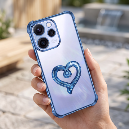 Oppo Reno 15 Pro Mini 5G Premium Heart Stand Transparent Shockproof Airbag Phone Case