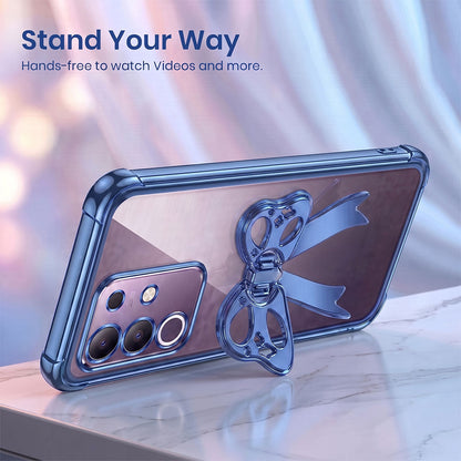 Vivo T4x 5G Stylish Bow Knot Stand Transparent Shockproof Airbag Phone Case