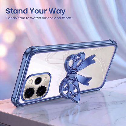Oppo Reno 15 Pro Mini 5G Stylish Bow Knot Stand Transparent Shockproof Airbag Phone Case