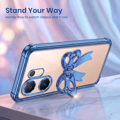 Vivo V60 5G Stylish Bow Knot Stand Transparent Shockproof Airbag Phone Case