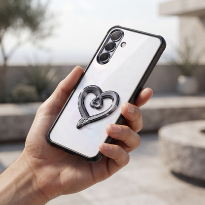 Samsung Galaxy A16 5G Premium Heart Stand Transparent Shockproof Airbag Phone Case