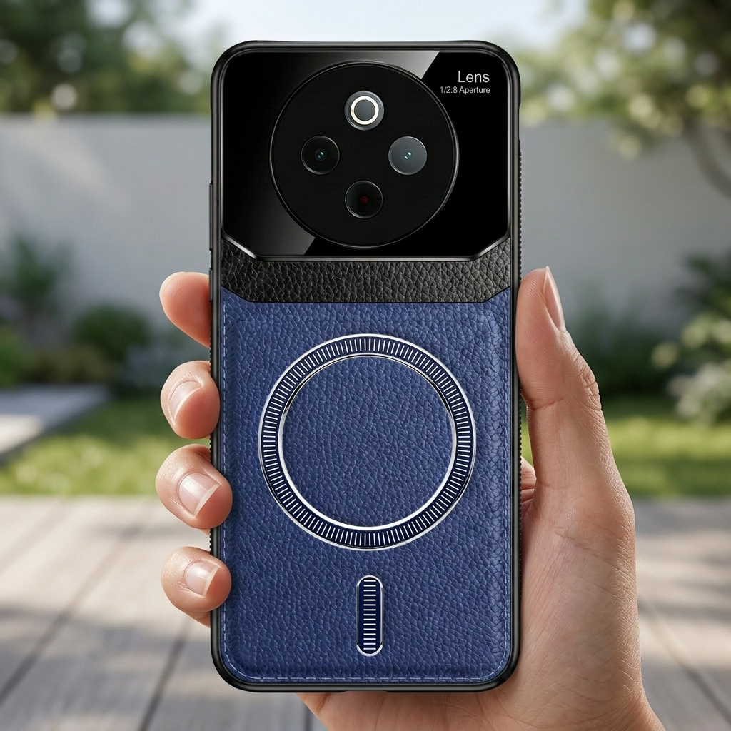 Vivo T4 5G Premium Magsafe Magnetic Leather Lens Protective Case