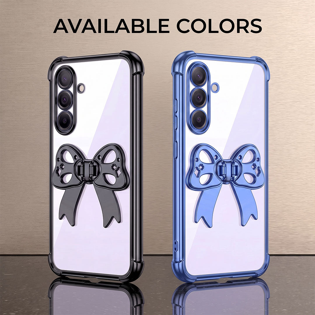 Samsung Galaxy A36 5G Stylish Bow Knot Stand Transparent Shockproof Airbag Phone Case