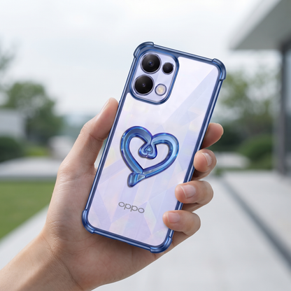 Oppo K13 5G Premium Heart Stand Transparent Shockproof Airbag Phone Case