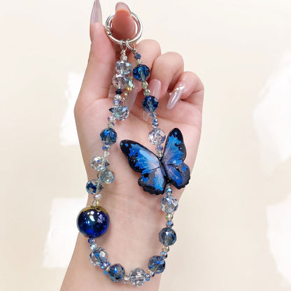 Vivo V60e 5G Luxury Shimmer Airbag Butterfly Stand Case with Charm Strap