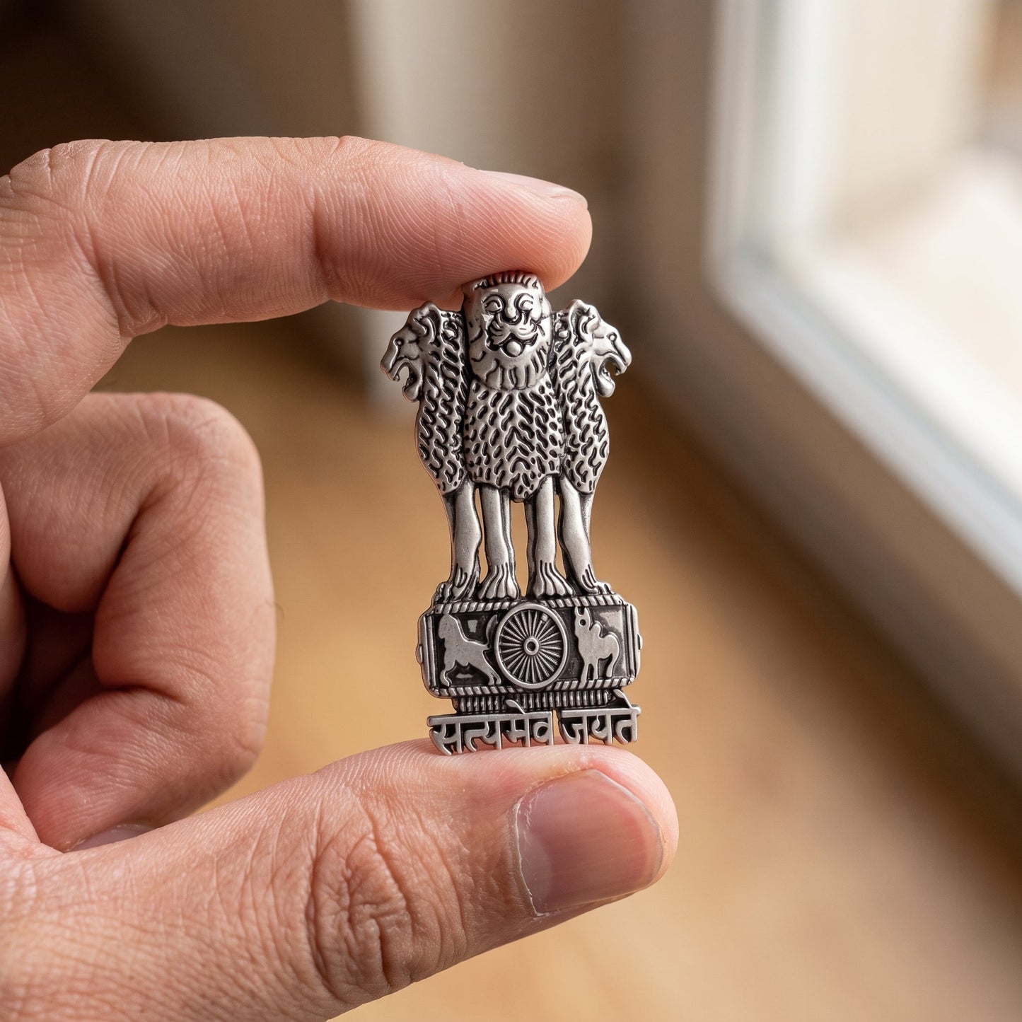 Realme 14X 5G Compatible Satyamev Jayate 3D Metal Emblem Sticker
