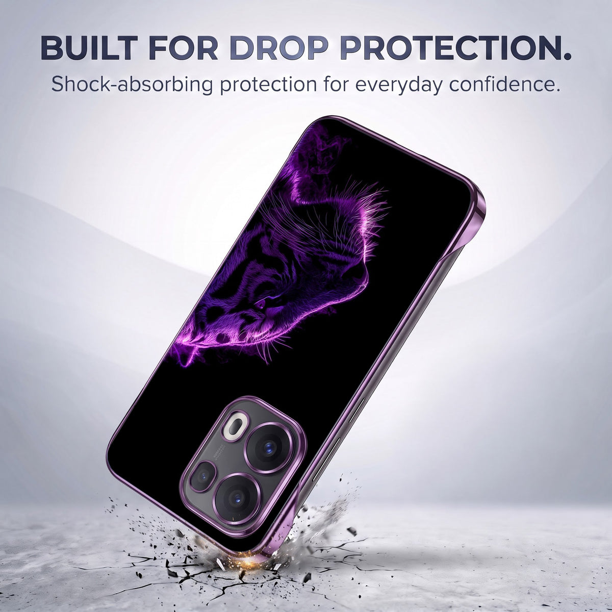 Oppo Reno 13 Pro 5G Neon Beast Purple Printed  Frameless Back Case