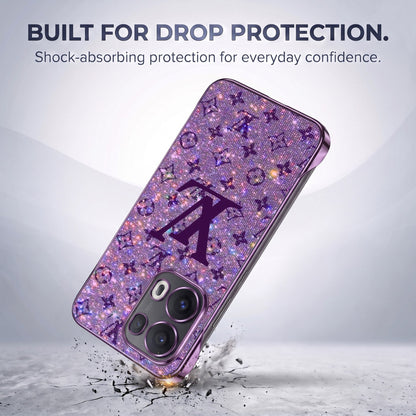 Oppo Reno 13 Pro 5G Luxury LV Purple Printed  Frameless Back Case