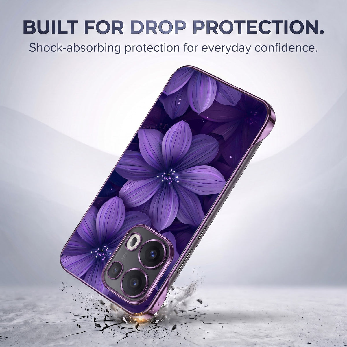 Oppo Reno 13 Pro 5G Royal Petals Purple Printed  Frameless Back Case