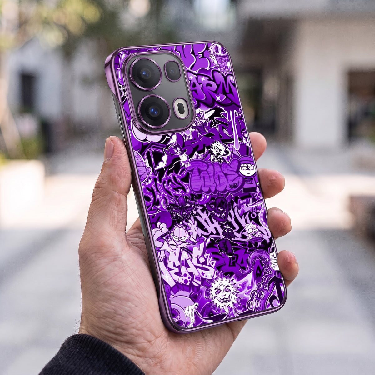 Oppo Reno 13 Pro 5G Street Rush Purple Printed  Frameless Back Case
