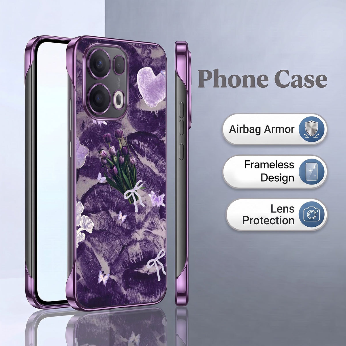 Oppo Reno 13 Pro 5G Lavender Kiss Purple Printed  Frameless Back Case