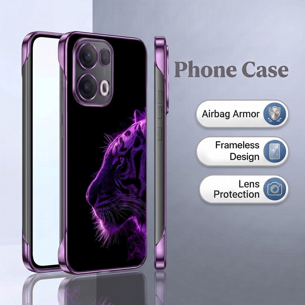 Oppo Reno 13 Pro 5G Neon Beast Purple Printed  Frameless Back Case