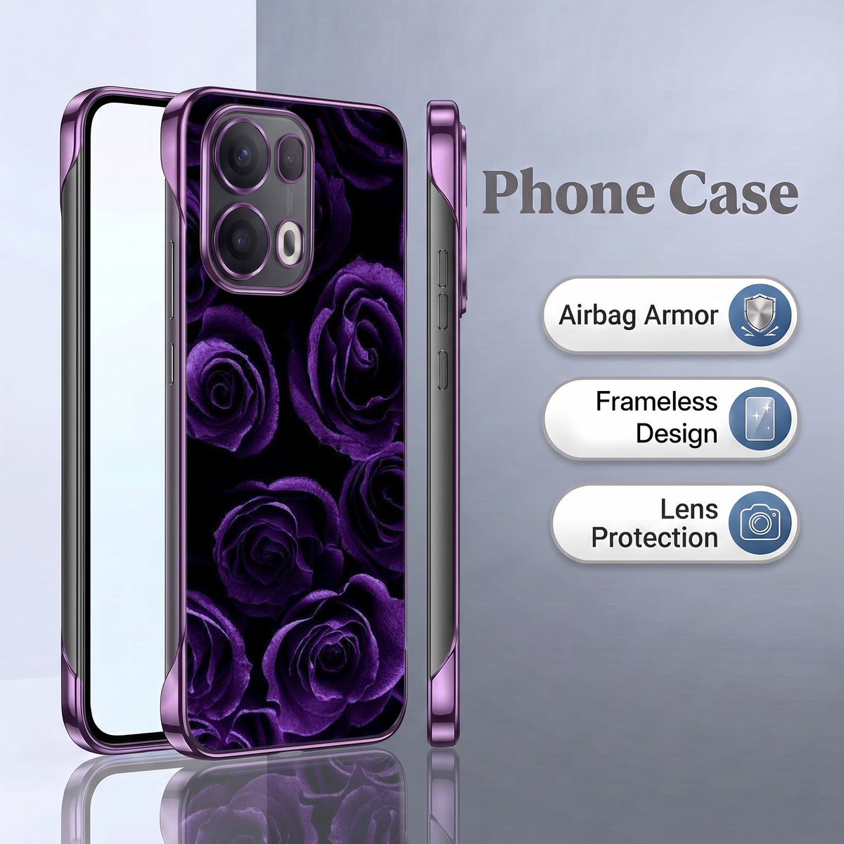 Oppo Reno 13 Pro 5G Rose Purple Printed  Frameless Back Case