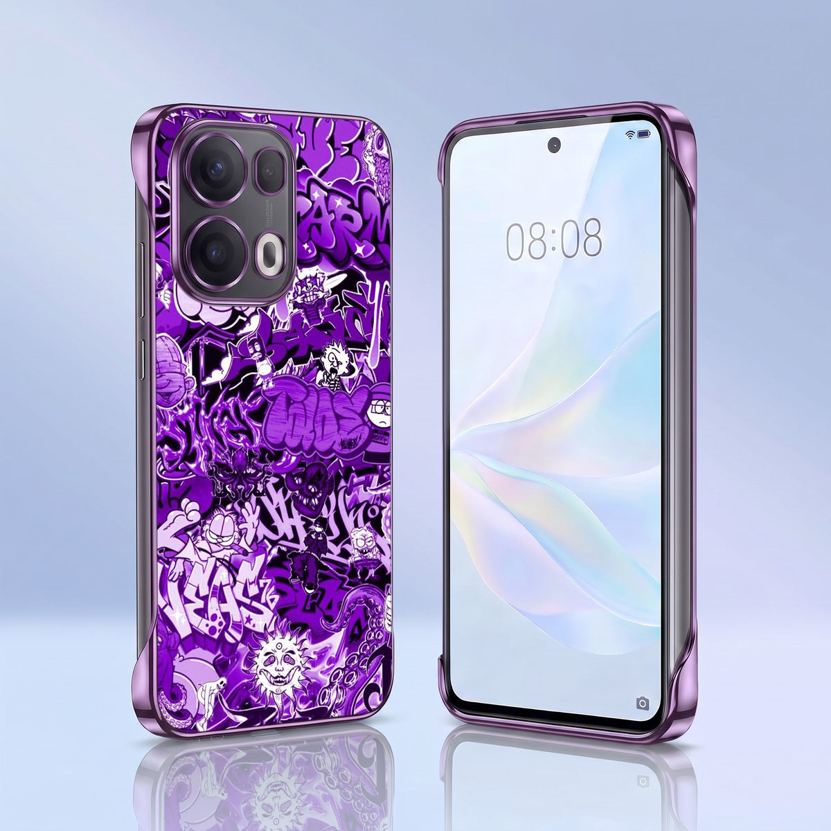 Oppo Reno 13 Pro 5G Street Rush Purple Printed  Frameless Back Case