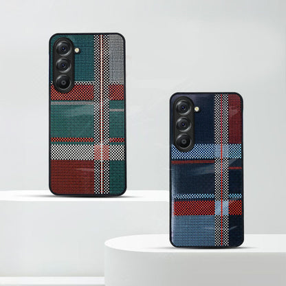 Samsung Galaxy A56 Luxury Grid Pattern Glass Back Shockproof Case