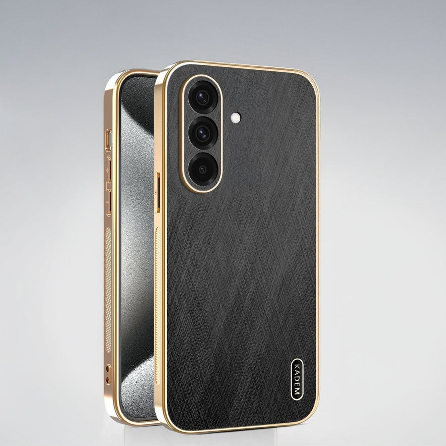 Samsung Galaxy A27 5G Premium Electroplated Frame Gold Thread Pattern Soft Case