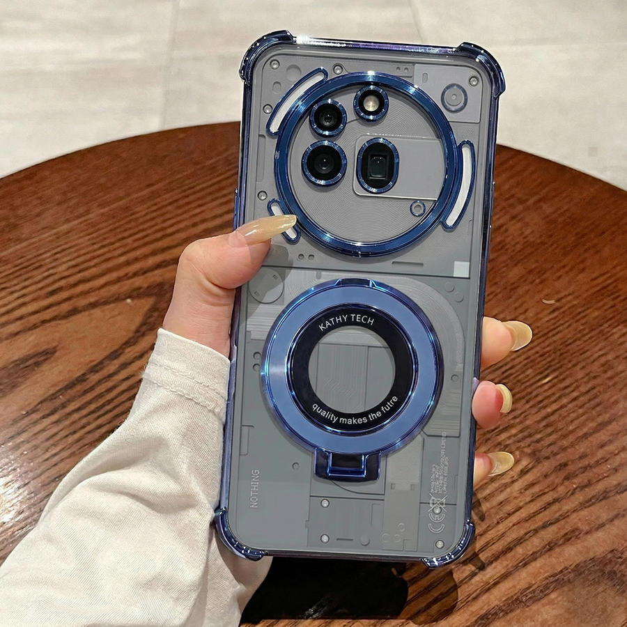 Nothing Phone 3a Pro 5G Original Luxury Magnifier Ring Stand Shockproof Airbags Corner Case