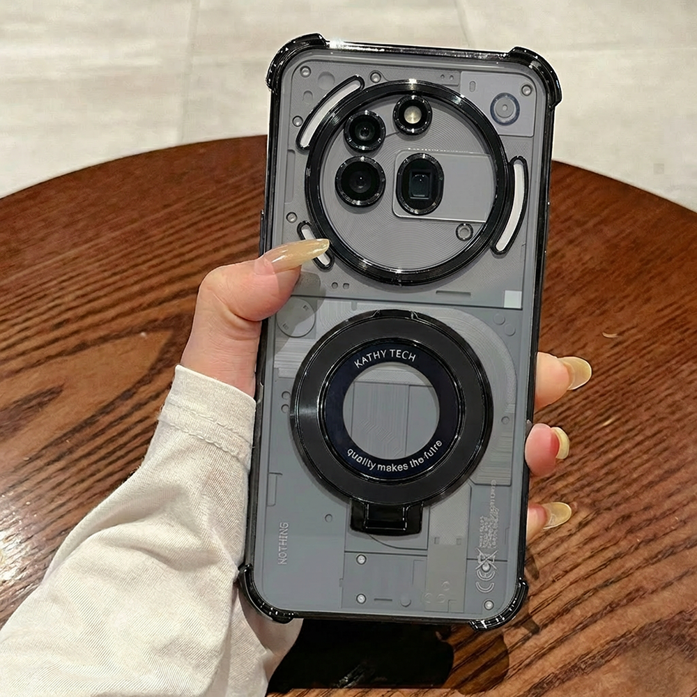 Nothing Phone 3a Pro 5G Original Luxury Magnifier Ring Stand Shockproof Airbags Corner Case