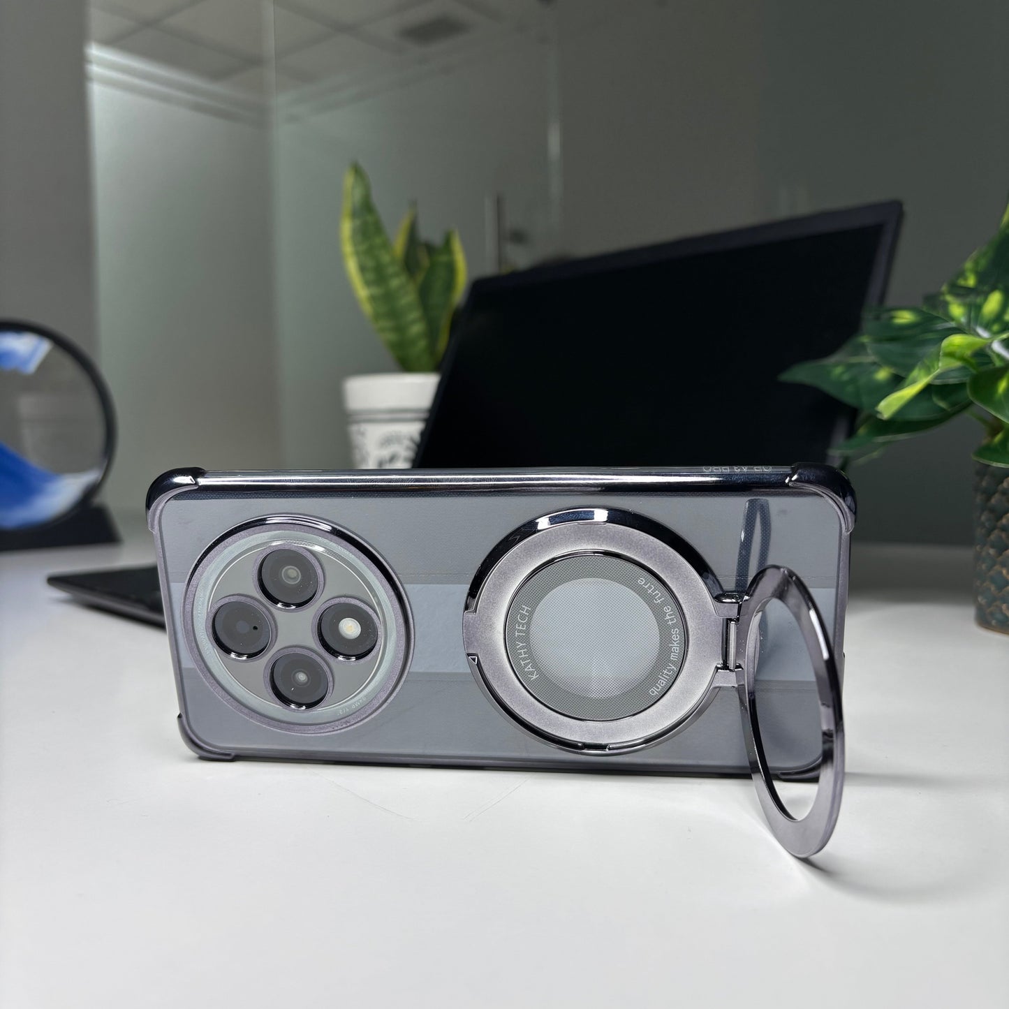 Oppo F27 Pro+ 5G Original Luxury Magnifier Ring Stand Shockproof Airbags Corner Case