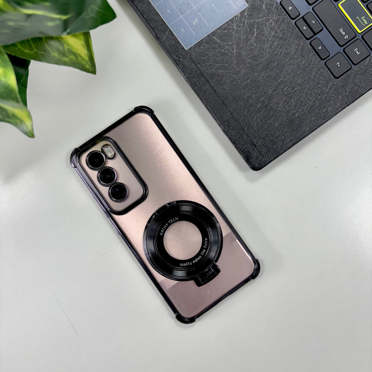 Oppo Reno12 Pro 5G Original Luxury Magnifier Ring Stand Shockproof Airbags Corner Case