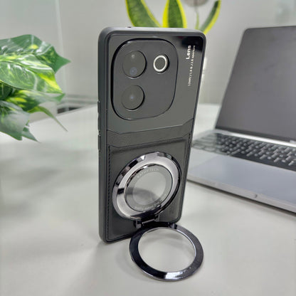 Vivo T3 Pro 5G Original Luxury Leather Lens Magnifier Ring Stand Case