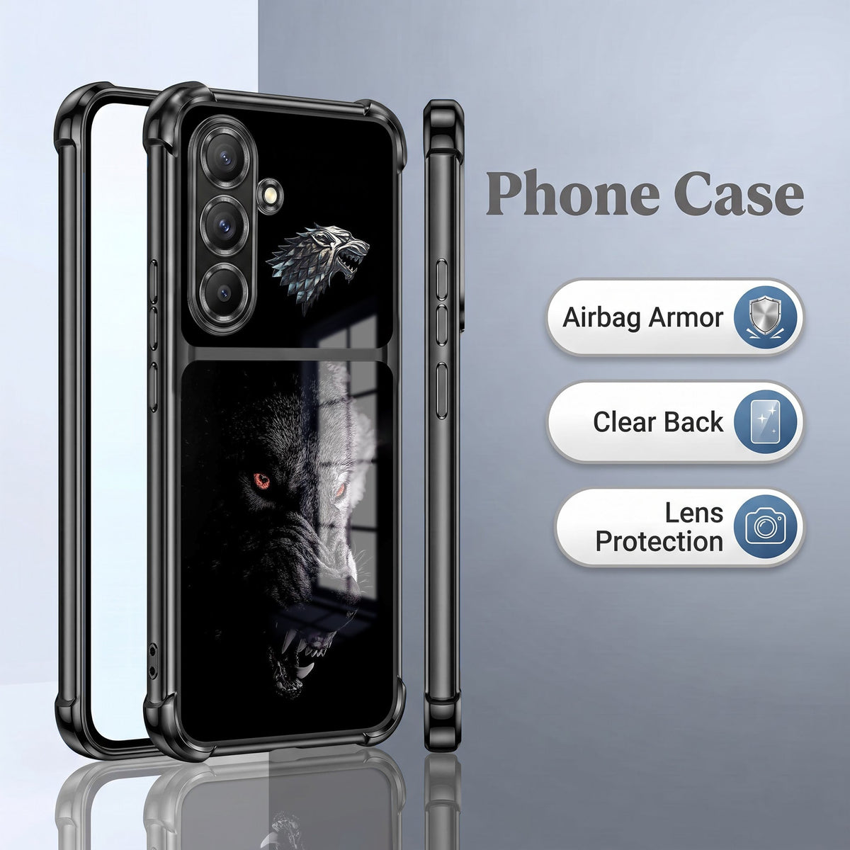 Samsung Galaxy A36 5G Alpha Wolf Dual-Tone Transparent Black Airbags Case